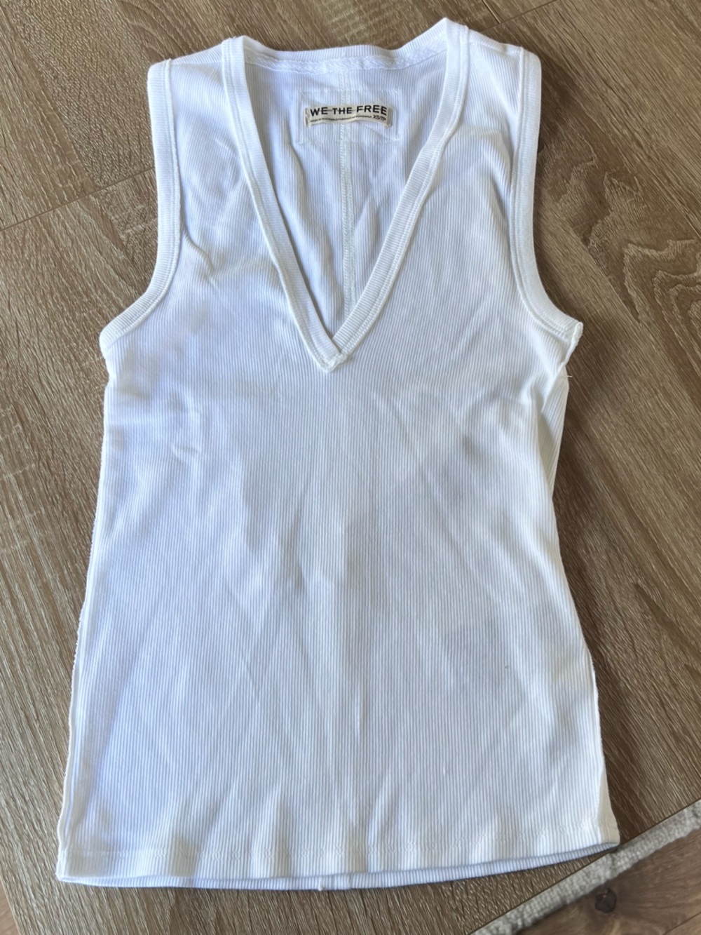 Free People Ribbed V Neck Top